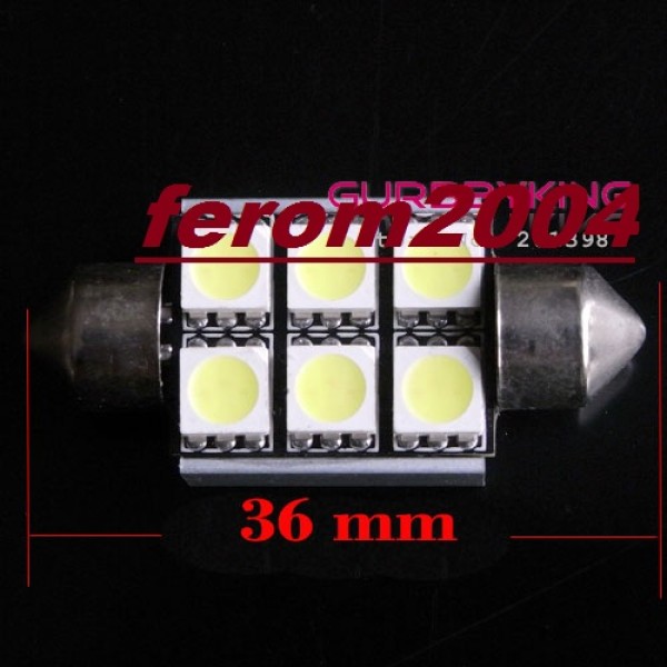 Led bec C5W FESTOON SOFIT CANBUS 6 SMD 5050 36 mm de culoare alb, fara eroare de bec ars